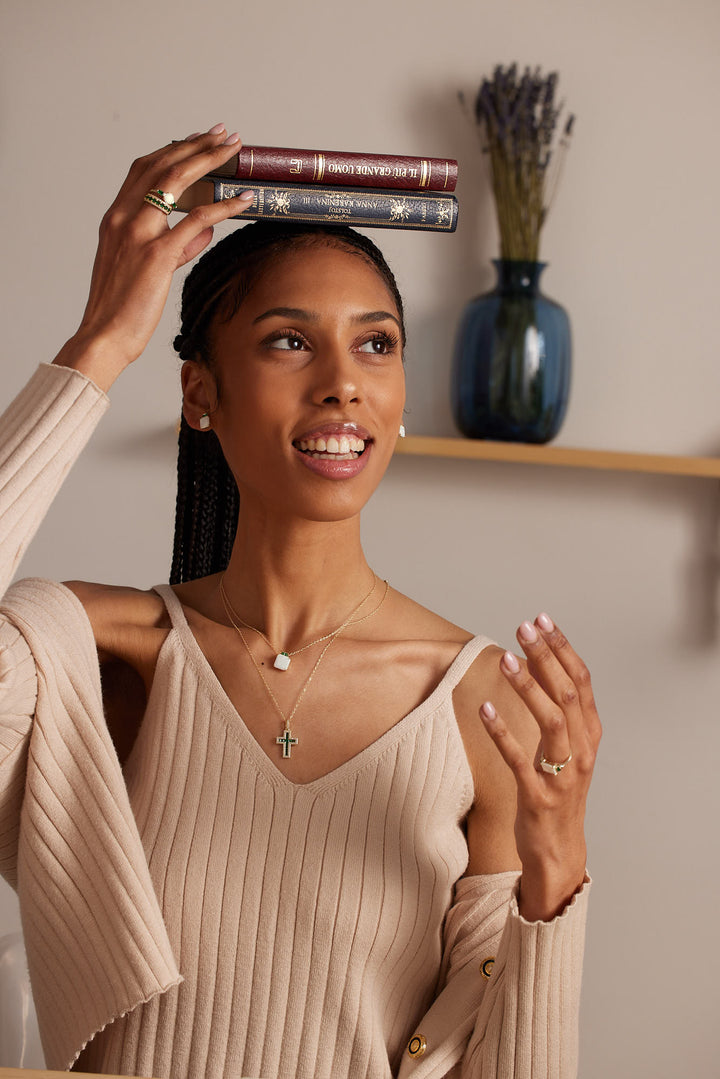 White Opal Stud Earrings