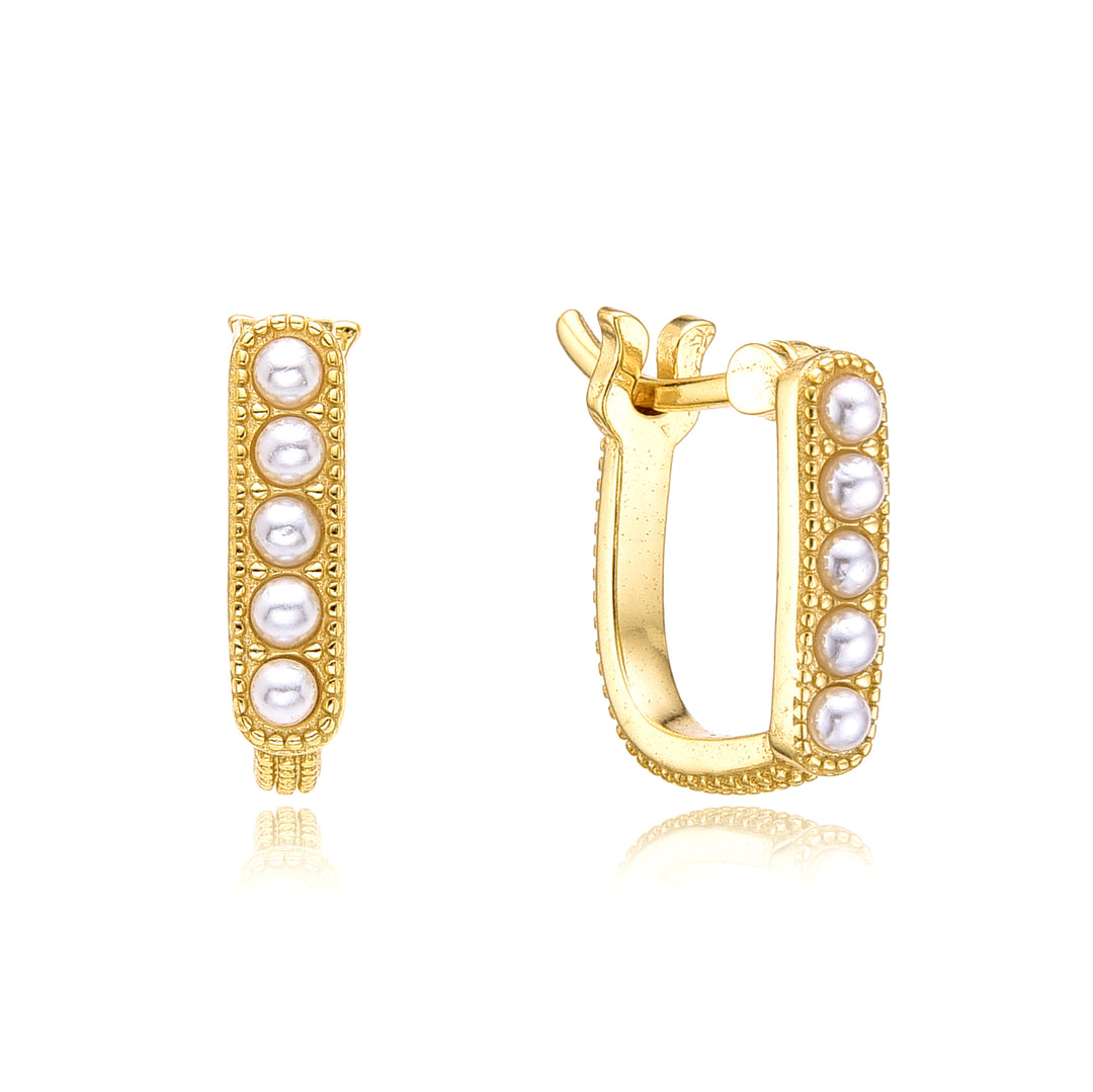 Milgrain Pearl Hoops