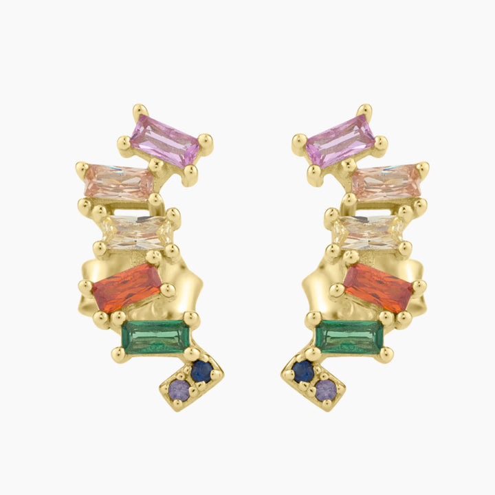 Rainbow Colored Climber Earrings