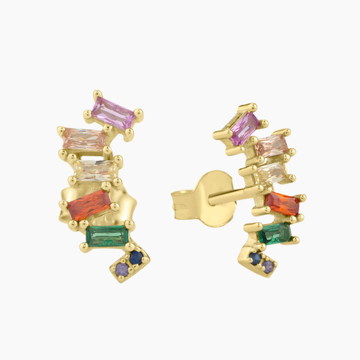 Rainbow Colored Climber Earrings