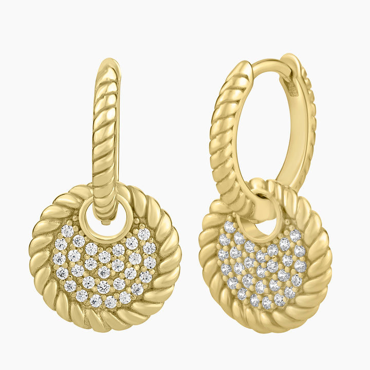 Huggie Dangling Disc Earrings
