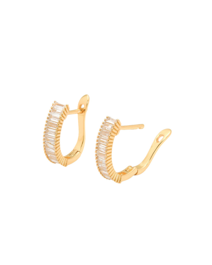 Baguettes Pave Hoop Earrings