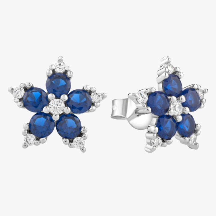 Sapphire Blossom Floral Stud Earrings
