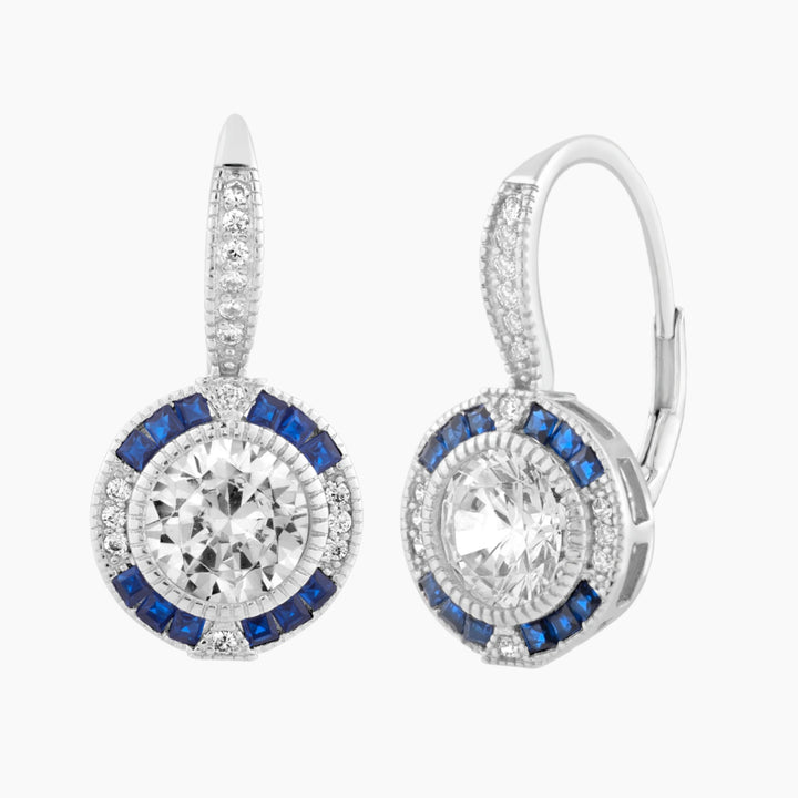 Art Deco Lever Back Halo Earrings