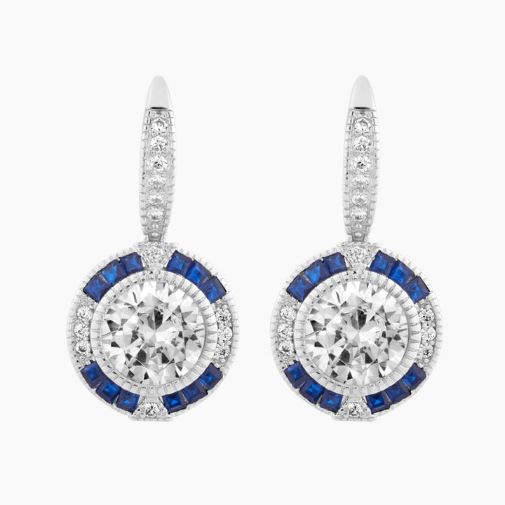 Art Deco Lever Back Halo Earrings