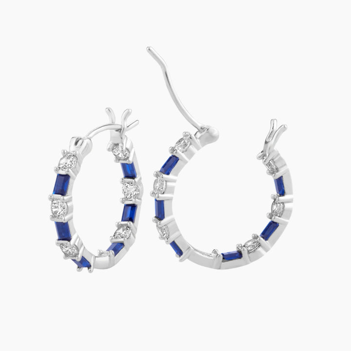 Azure Elegance Baguette Hoop Earrings