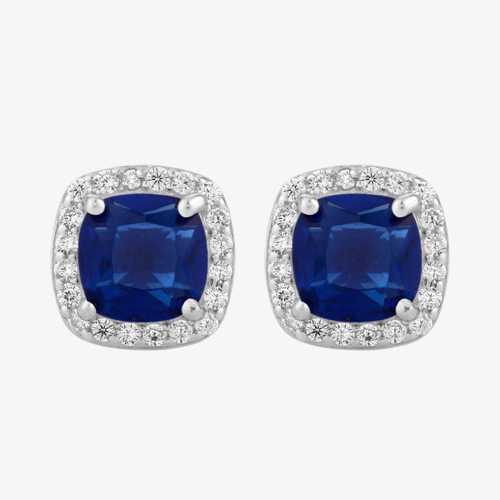 Sapphire Radiance Cushion Cut Stud Earrings