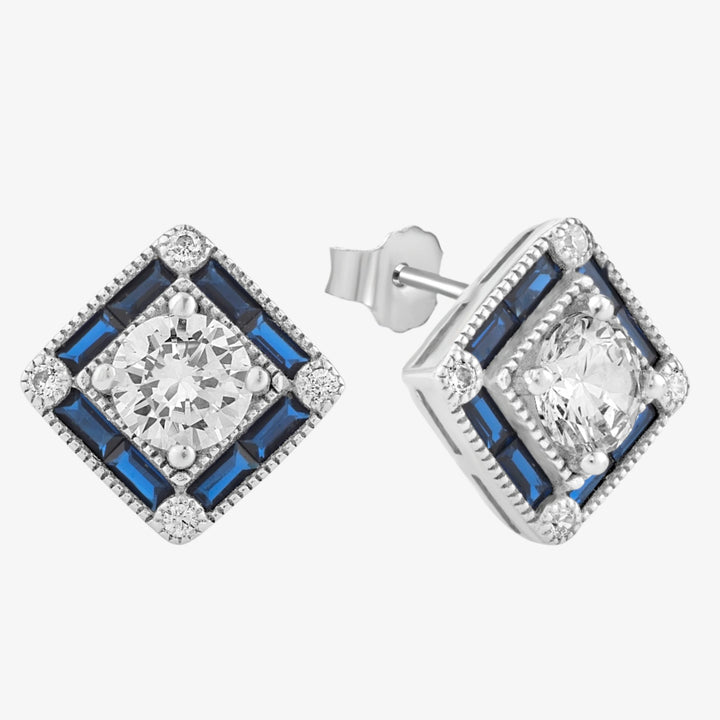 Art Deco Square Halo Earrings