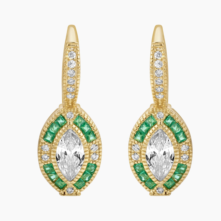 Golden Art Deco Marquise Earrings