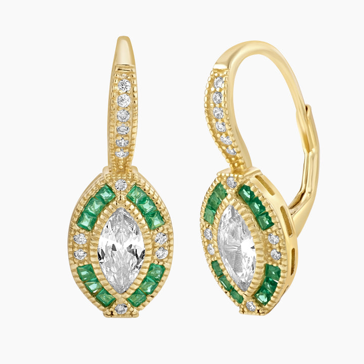 Golden Art Deco Marquise Earrings