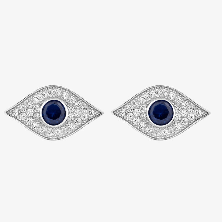 Azure Vigilance Evil Eye Stud Earrings