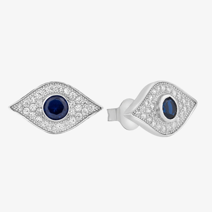 Azure Vigilance Evil Eye Stud Earrings