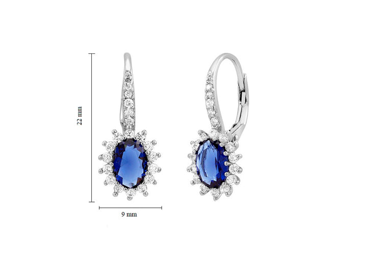 Blue Sapphire Crystal and CZ Vintage Leverback Earrings