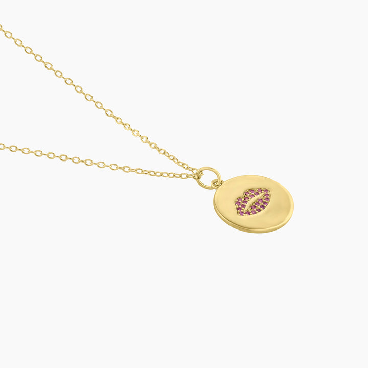 Created Ruby Lips Necklace