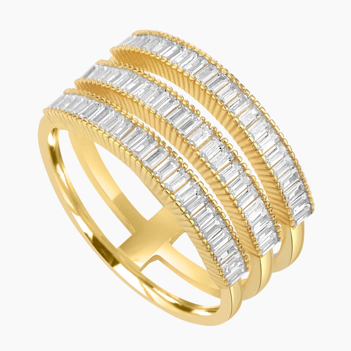 Three Band Stackable Baguette Ring