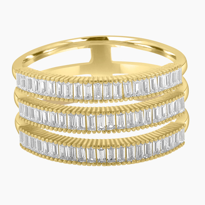 Three Band Stackable Baguette Ring