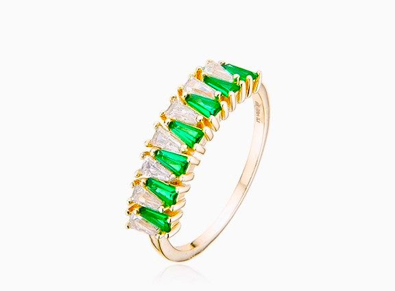 Art Deco Green & Clear Statement Ring