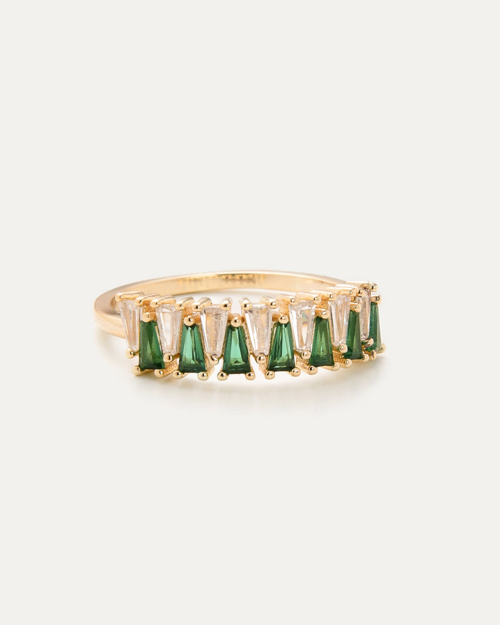 Art Deco Green & Clear Statement Ring