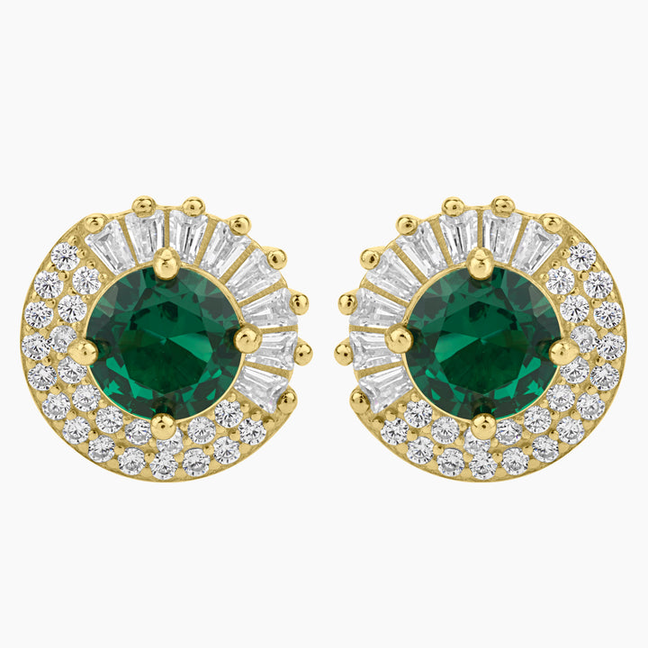 Emerald Twilight Halo Stud Earrings