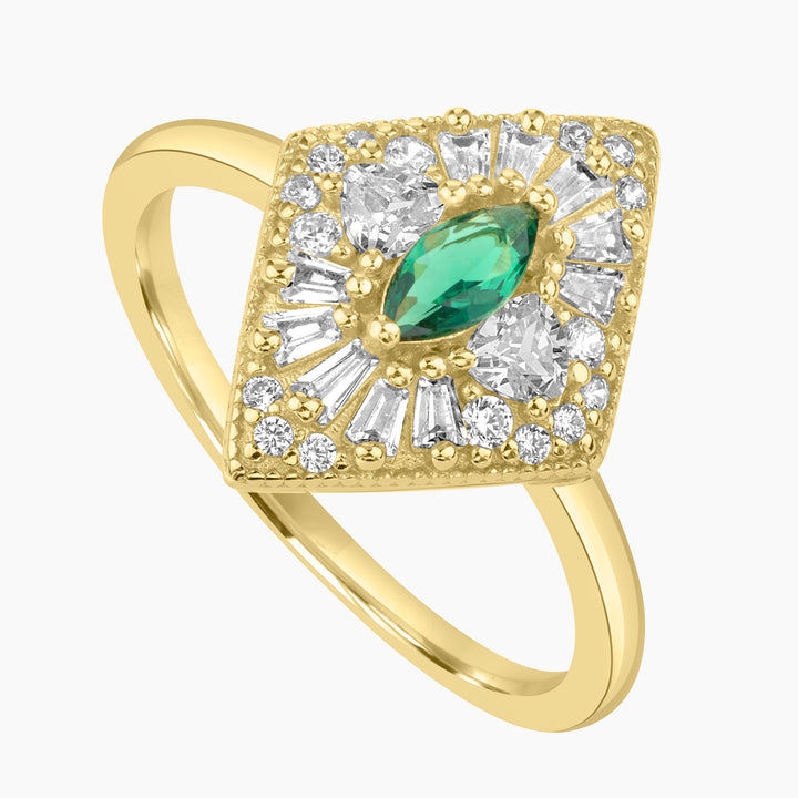 Rhombus Radiance Art Deco Ring