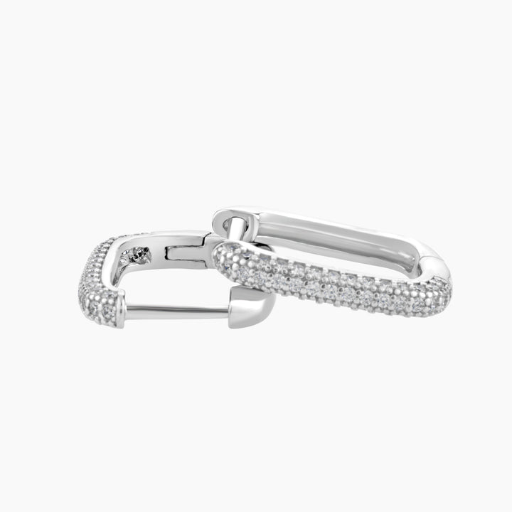 Pave CZ Rectangular Hoop Earrings
