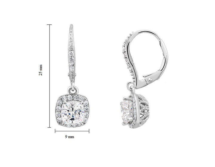 Cuschion Cut Leverback Earrings
