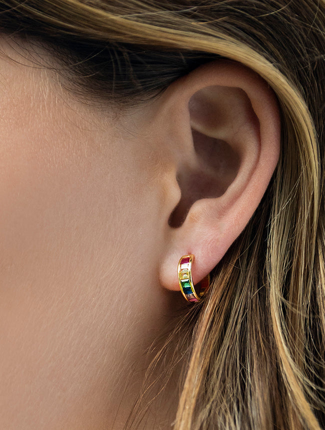 Rainbow Huggie Earrings