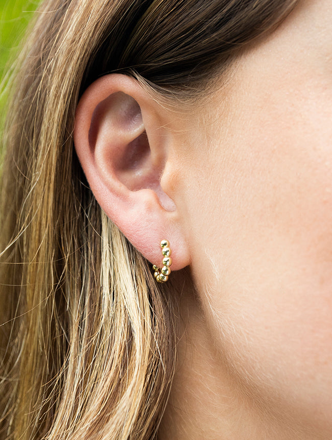 Beaded Huggie Hoop Earrings