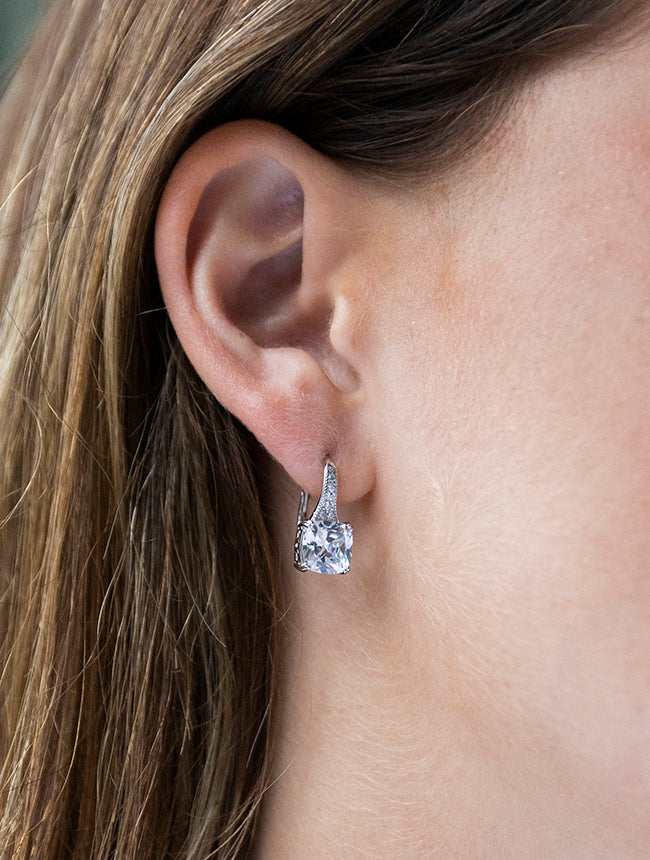 Cushion Cut Leverback Earrings