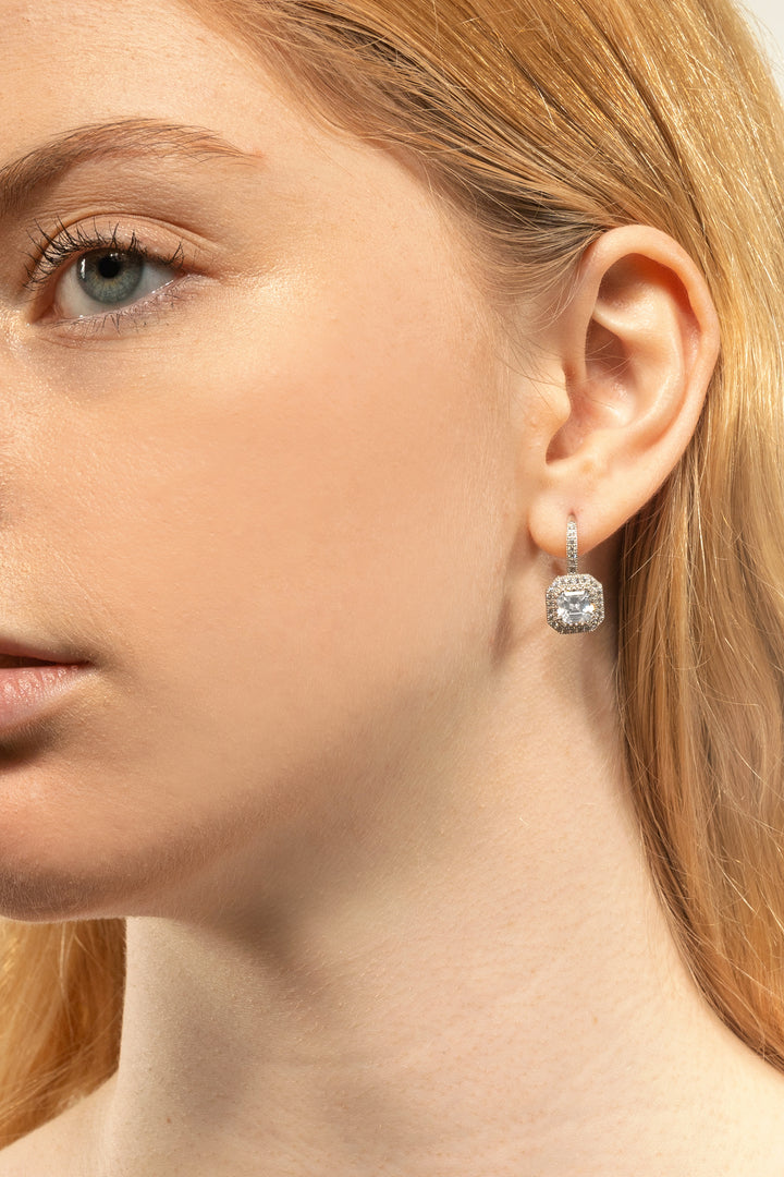 Asher Cut Halo Lever Back Earrings