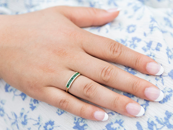 Vintage Green Spinel & CZ Ring