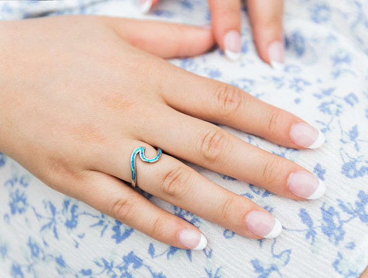 Blue Opal Wave Ring