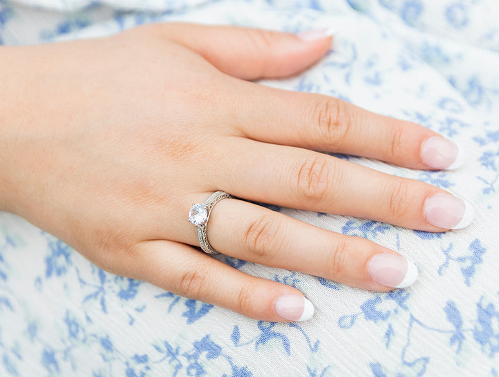 Round CZ Engagement Ring