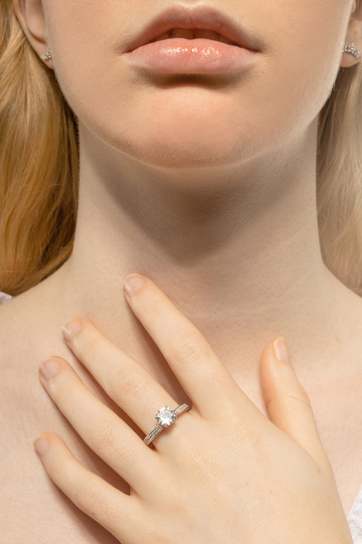Round CZ Engagement Ring