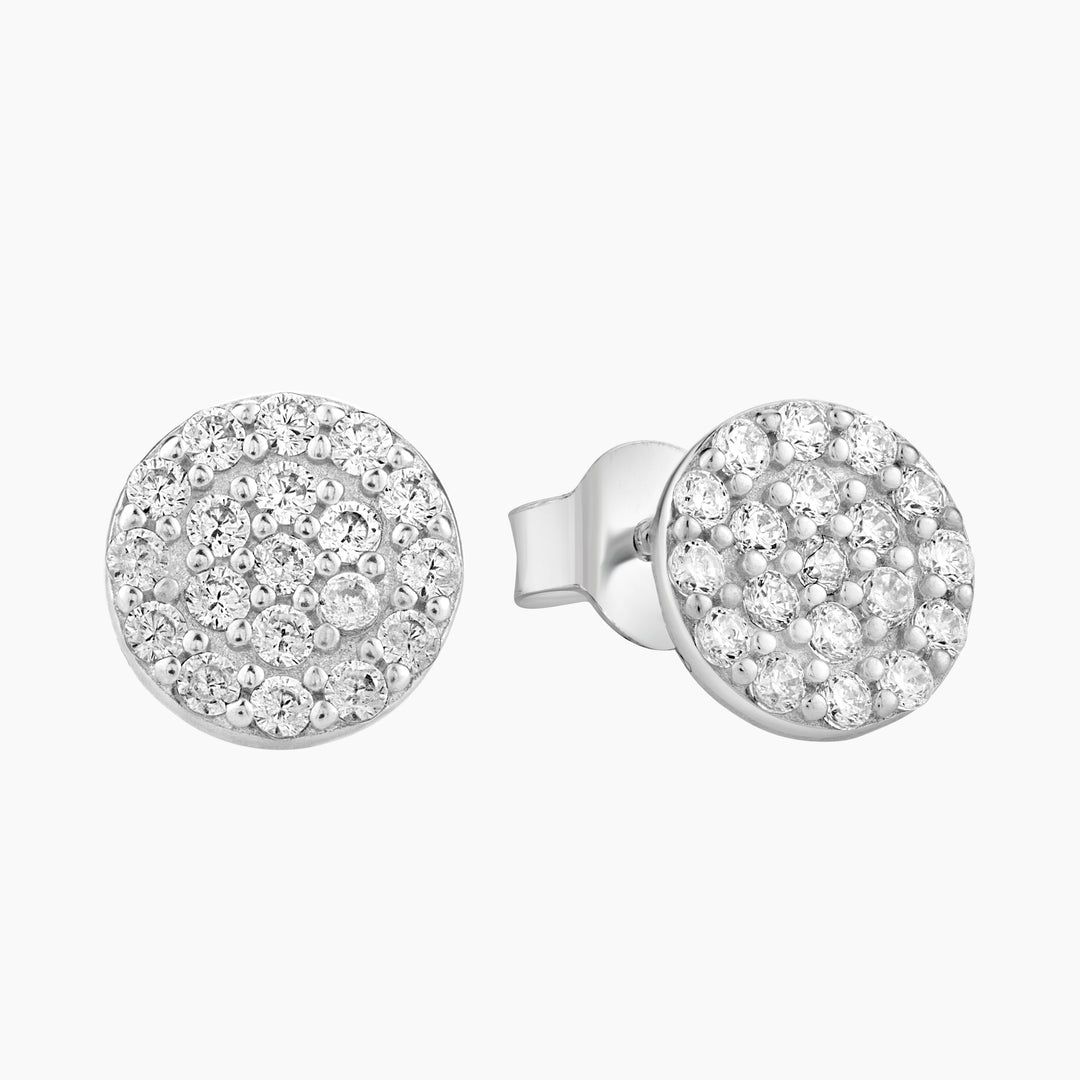 Pave Round Stud Earrings