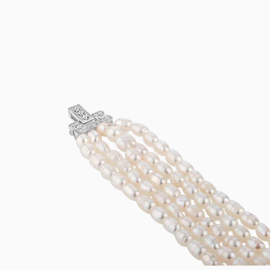 Freshwater Pearl & CZ Bracelet