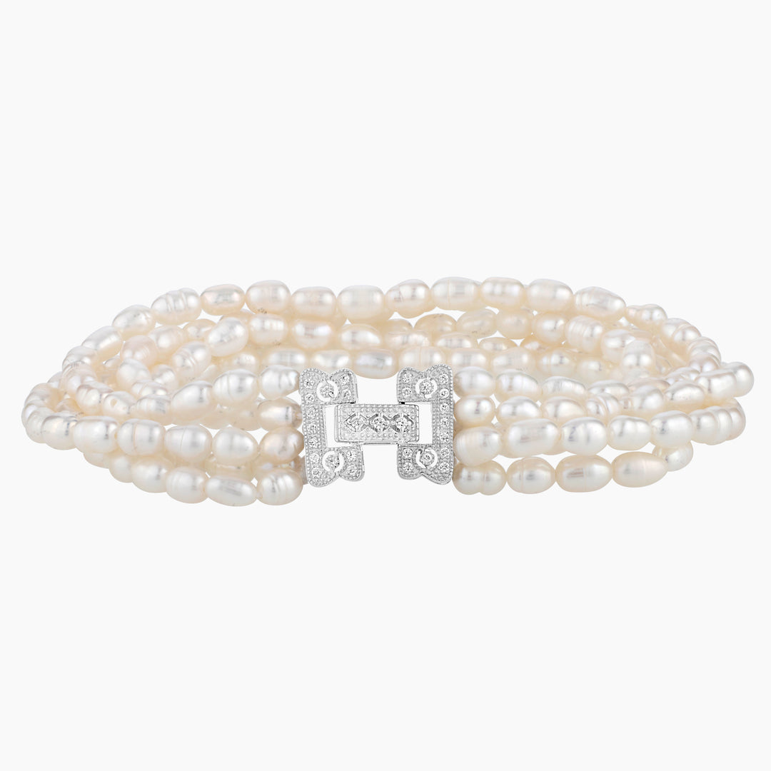 Freshwater Pearl & CZ Bracelet