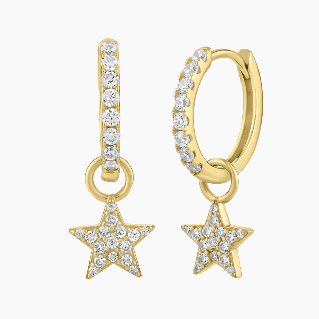 Huggies Earrings with dangling Moon and Star