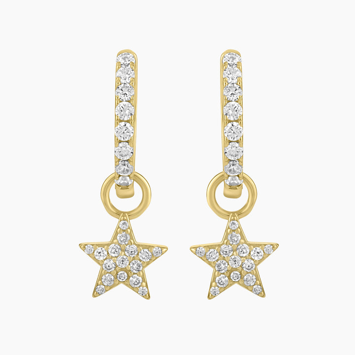 Huggies Earrings with dangling Moon and Star