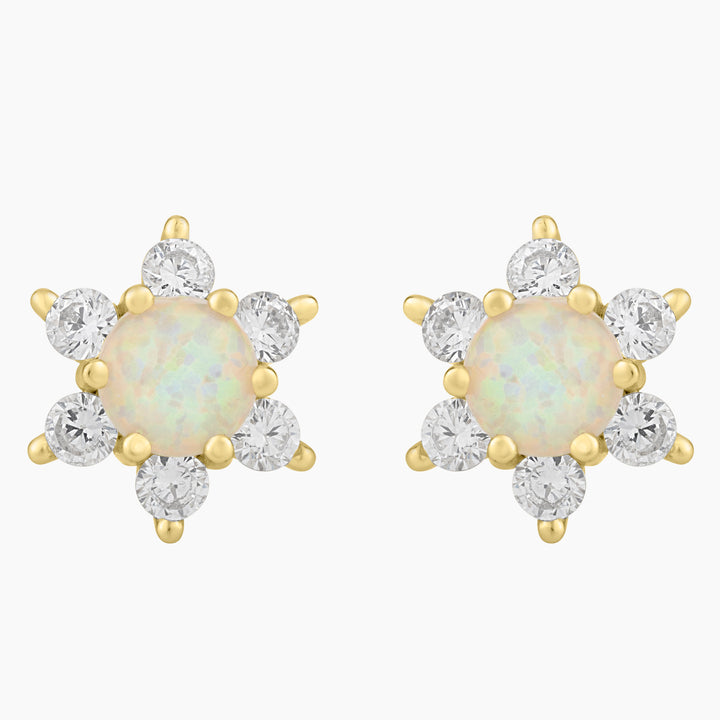 White Opal Star Stud Earrings