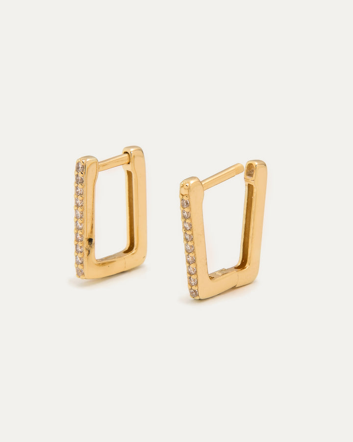 Rectangular Hoop Earring with CZ Pave