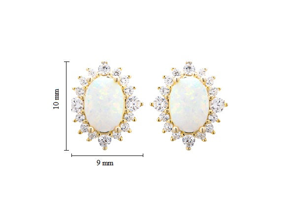 White Opal Halo Stud Earrings