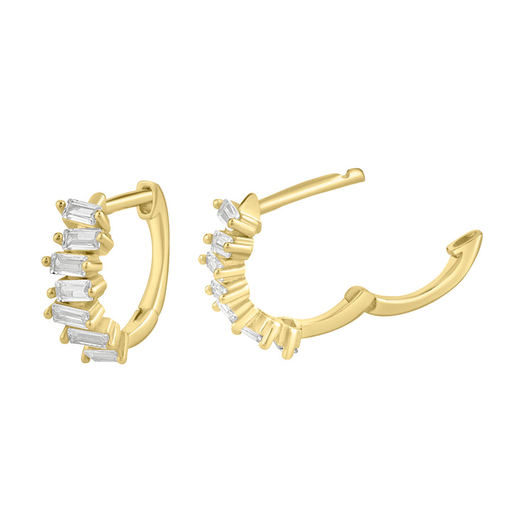 Baguette CZ  Hoop Earrings