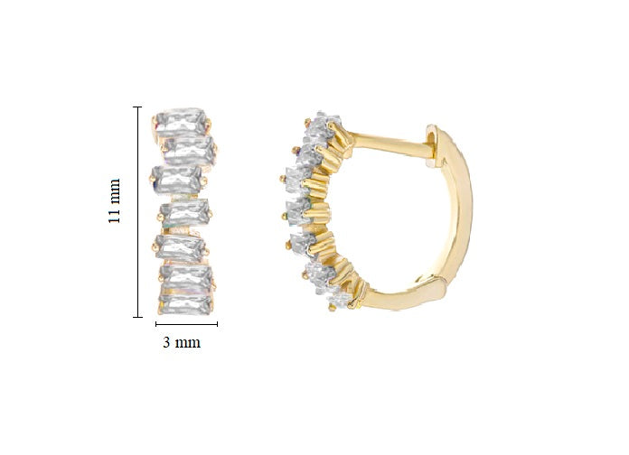 Baguette CZ  Hoop Earrings