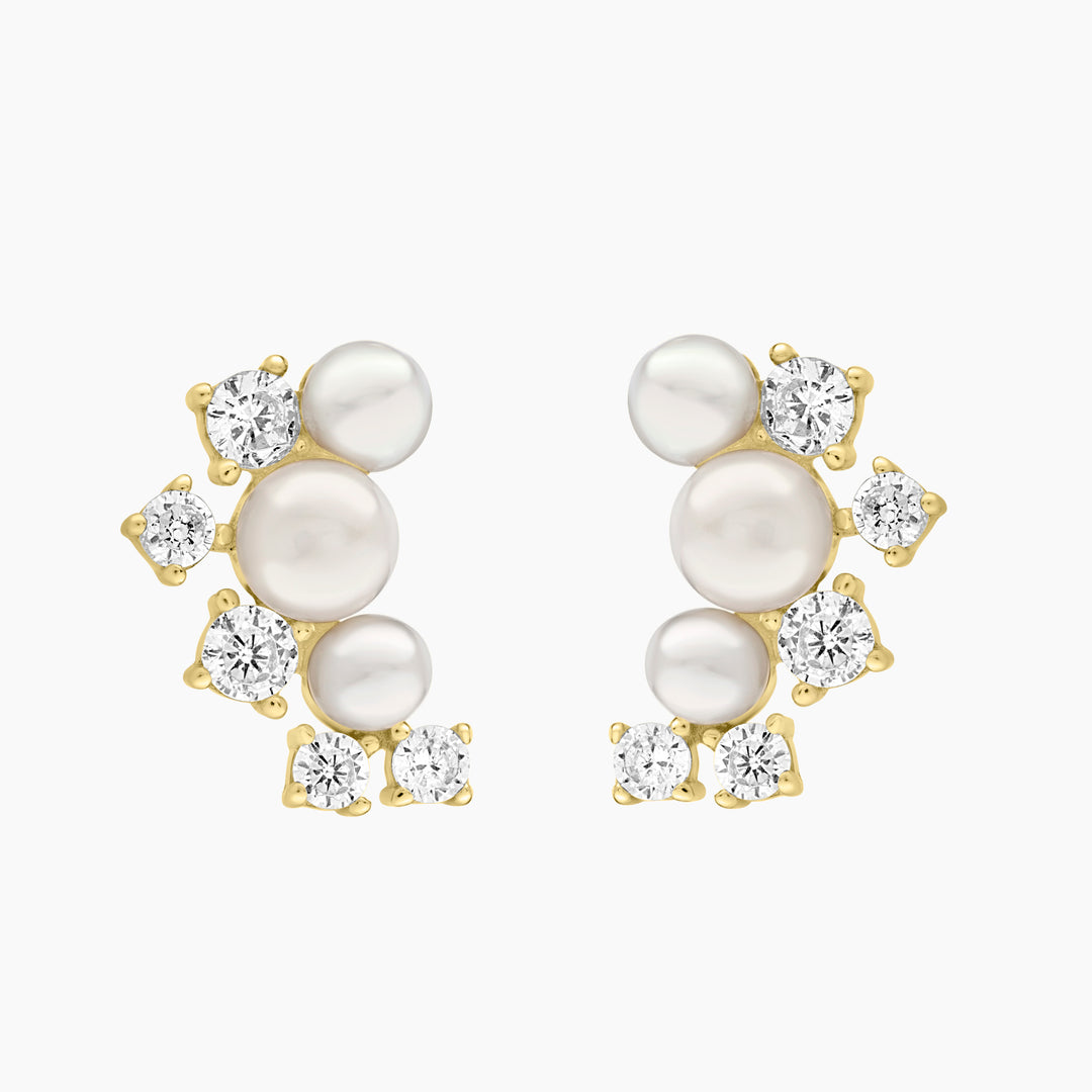 Fresh Water Pearls and CZ Climber Earrings