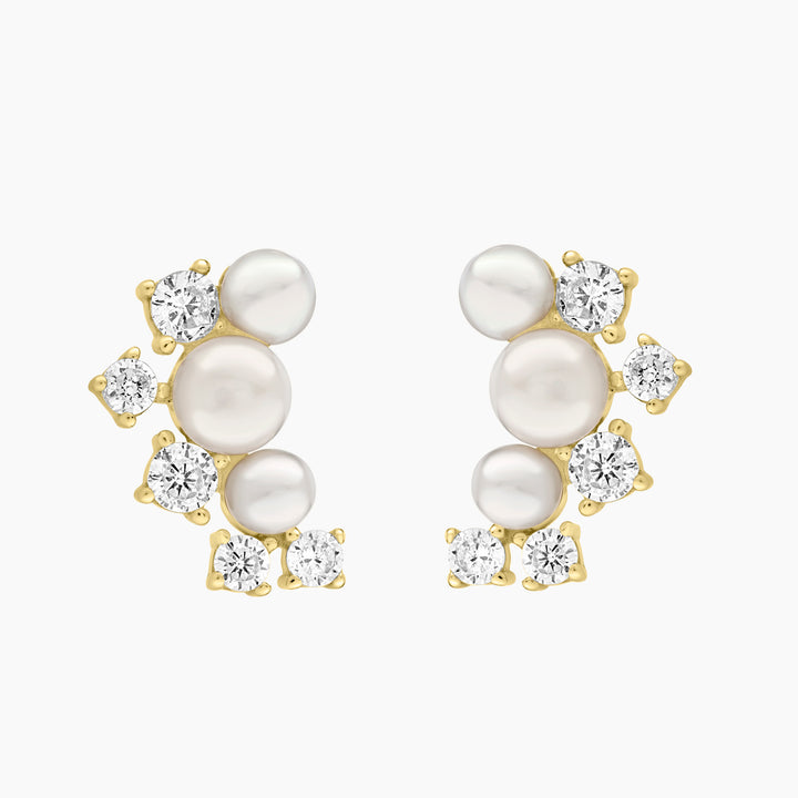 Fresh Water Pearls and CZ Climber Earrings