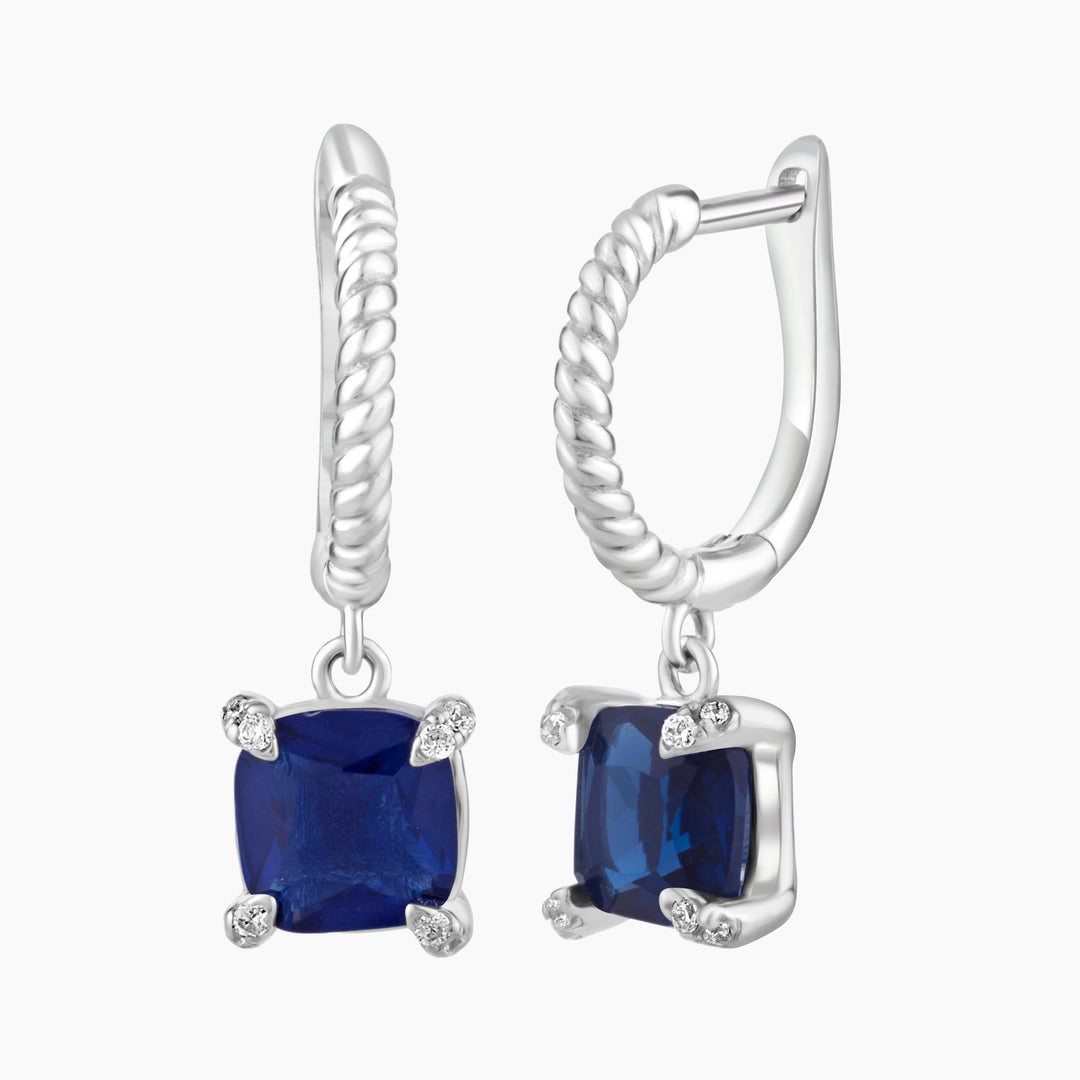 Huggie Earring with Imitation Blue Sapphire