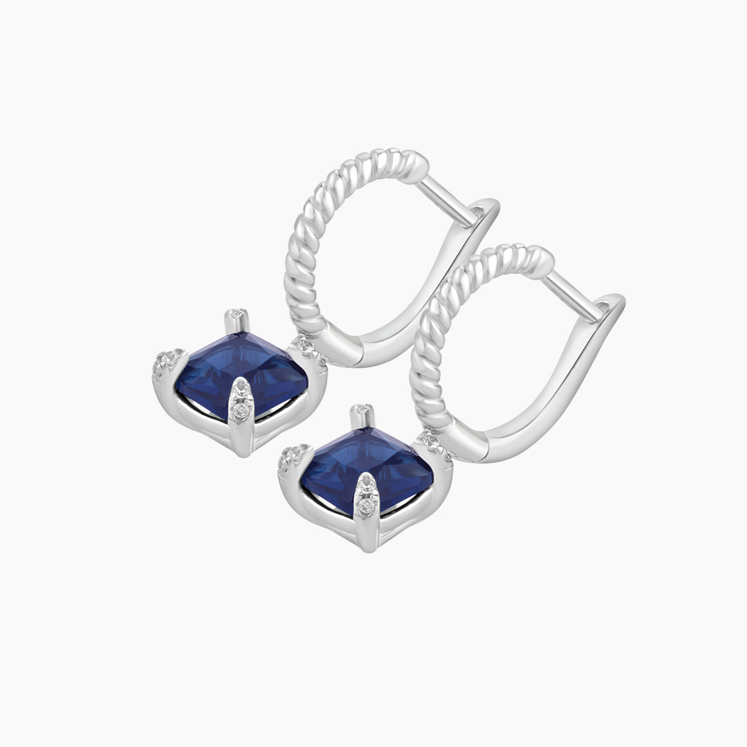 Huggie Earring with Imitation Blue Sapphire