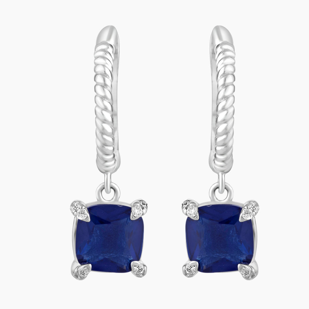 Huggie Earring with Imitation Blue Sapphire