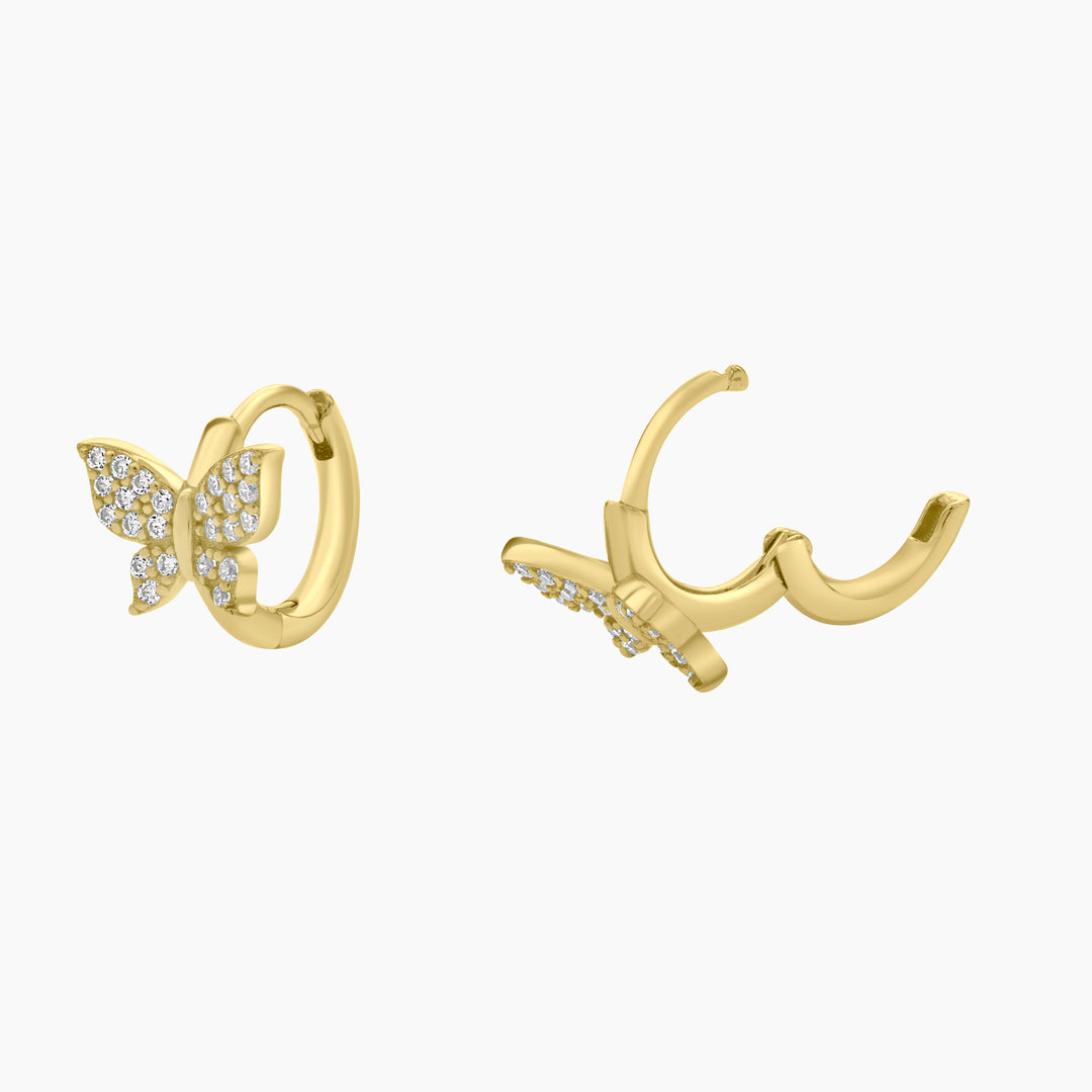 Pave Butterfly Huggie Earrings